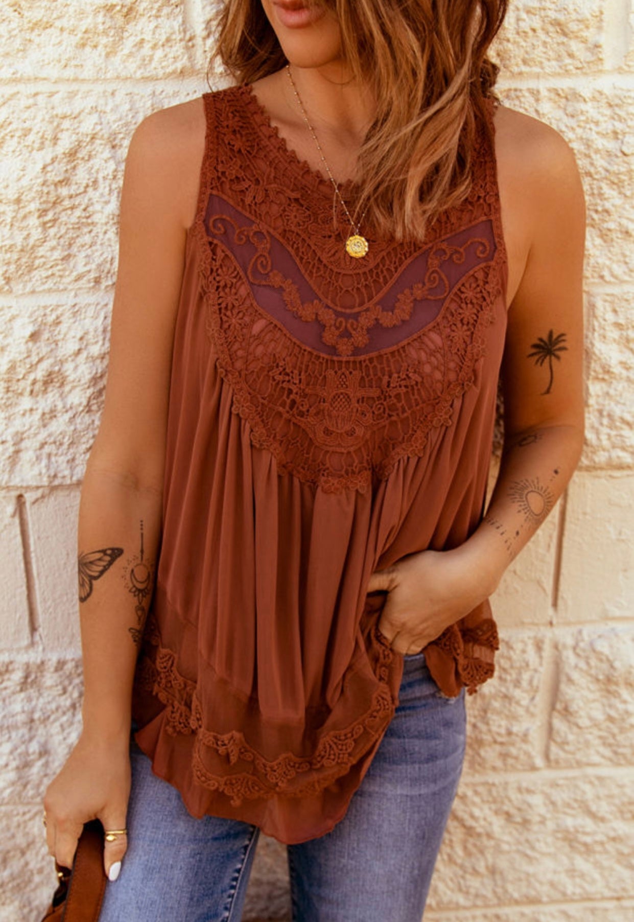 Rust Lace Tank